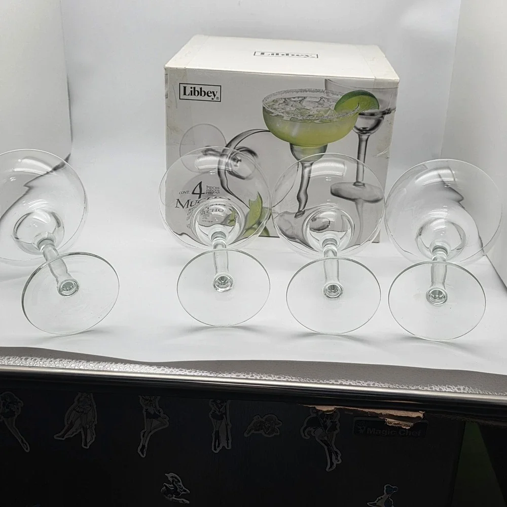 Libbey Mucho Margarita Glass Set 4pc 14.5oz Clear Glass Stemmed Barware Cocktail